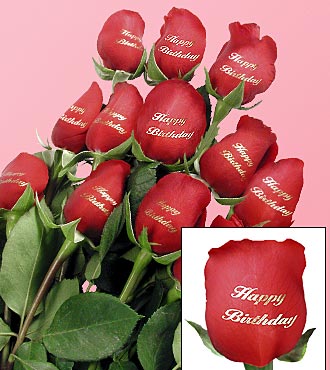 One Dozen Speaking "Happy Birthday" Red Roses