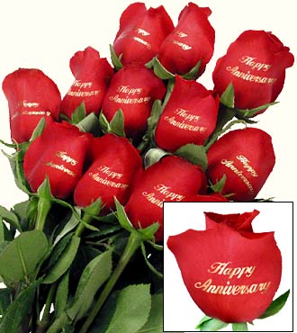 One Dozen "Happy Anniversary" Red Roses