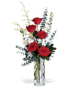 Red Roses and White Orchids Bouquet