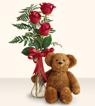 Bear and Rose Bud Vase