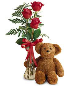 Bear and Rose Bud Vase